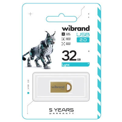 USB флеш накопичувач Wibrand 32GB lynx Gold USB 2.0 (WI2.0/LY32M2G)