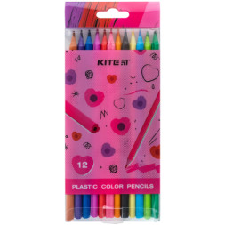Олівці кольорові Kite Heart пластикові, 12 кольорів (K24-049-2)