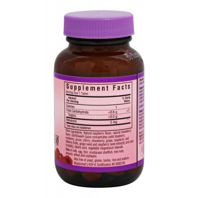 Амінокислота Bluebonnet Nutrition Мелатонін 5 мг, Смак Малини, Earth Sweet Chewables, 60 жувал (BLB-00996)