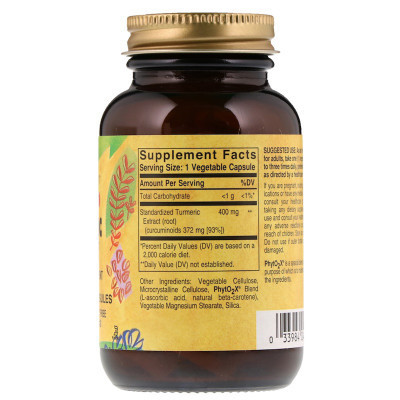 Антиоксидант Solgar Куркума екстракт (корінь), Turmeric, 60 капсул (SOL-04161)