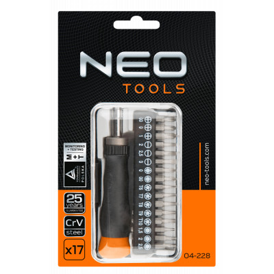 Набір інструментів Neo Tools насадки прецизійні з утримувачем, 17 шт. (04-228)