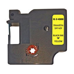 Стрічка для принтера етикеток UKRMARK RL-D-45808P-BK/YE, аналог DYMO S0720880, 19мм х 7м. (900306)