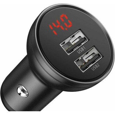 Зарядний пристрій Baseus Digital Display Dual USB 4.8A 24W black (CCBX-0G)