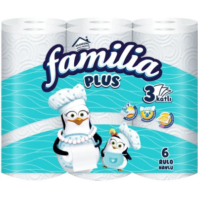 Паперові рушники Familia 90 відривів 3 шари 6 рулонів (8690536011186)