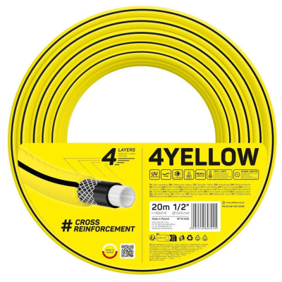Шланг для поливу Cellfast 4YELLOW 1/2&quot; 20м, 4 шари, до 20 Бар, -10…+50°C (10-500)