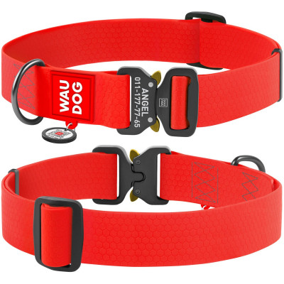 Нашийник для тварин WAUDOG Waterproof з QR паспортом XXL Ш 40 мм Д 43-70 см(червоний) (28013)