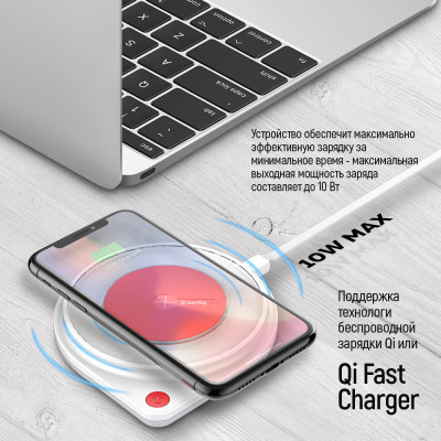 Зарядний пристрій ColorWay Qi Fast Charger (10W)&amp; LED bedside lamp (CW-CHW20Q-WT)