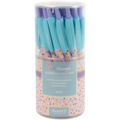 Ручка кулькова Axent автоматична Flowers, синя (AB1090-25-A)