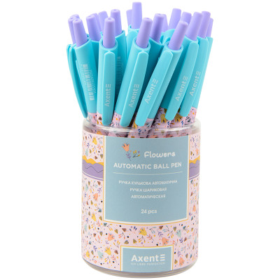 Ручка кулькова Axent автоматична Flowers, синя (AB1090-25-A)