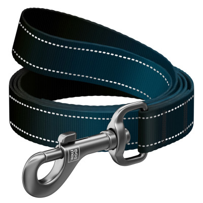 Повідок для собак WAUDOG Nylon Mono світловідбивний, S, Ш 15 мм, Д 200 см, чорний (46351)