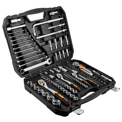 Набір інструментів Neo Tools 126шт, 1/2&quot;, 1/4&quot;, 3/8&quot;, CrV, кейс (10-070)