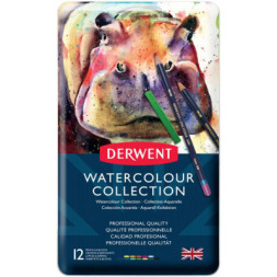 Олівці кольорові Derwent Watercolour Collection, акварельні 12 кол. в метал. коробці, (5028252097505)