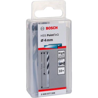 Свердло Bosch по металу HSS-PointTeQ, 4х43х75мм, 10шт (2.608.577.208)