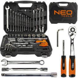 Набір інструментів Neo Tools 1/2&quot;, 1/4&quot;, CrV, 77 шт. (08-915)
