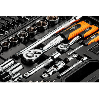 Набір інструментів Neo Tools 1/2&quot;, 1/4&quot;, CrV, 77 шт. (08-915)