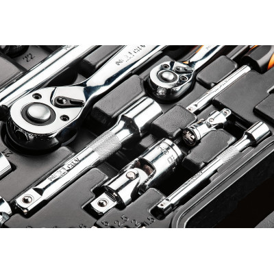 Набір інструментів Neo Tools 1/2&quot;, 1/4&quot;, CrV, 77 шт. (08-915)