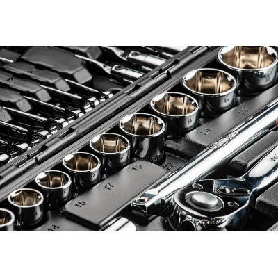 Набір інструментів Neo Tools 1/2&quot;, 1/4&quot;, CrV, 77 шт. (08-915)
