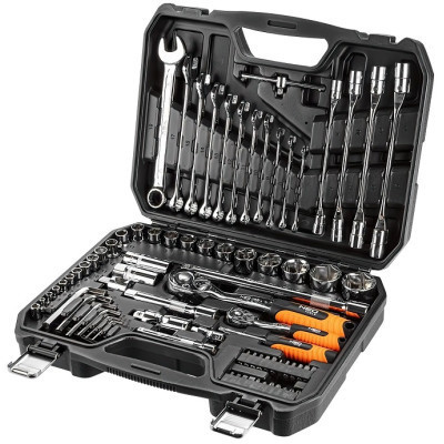 Набір інструментів Neo Tools 1/2&quot;, 1/4&quot;, CrV, 77 шт. (08-915)
