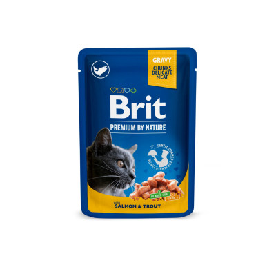 Вологий корм для кішок Brit Premium Cat Pouches with Salmon&amp;Trout 100 г (8595602505999)