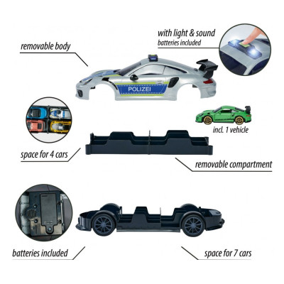 Ігровий набір Majorette Порше поліція для зберігання машин, зі зв. та св. ефектами, 1 машинка (2058199)