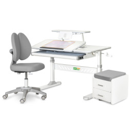 Парта з кріслом ErgoKids (L) Grey + тумба (TH-320 + Y-412 Lite + BD C3_GREY)