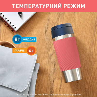 Термокружка Tefal Travel Mug Classic Twist, 360мл, нержавіюча сталь, кораловий (N2024410)