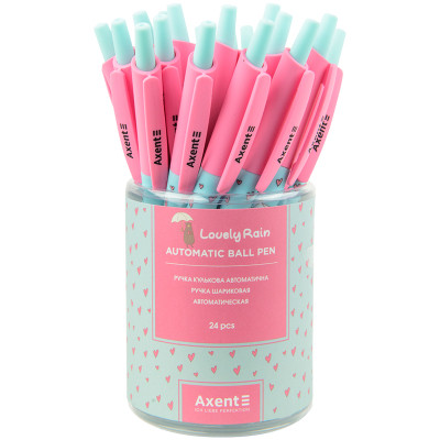 Ручка кулькова Axent автоматична Lovely rain, синя (AB1090-34-A)