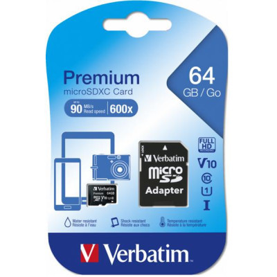 Карта пам&#039;яті Verbatim 64GB microSDHC Class 10 (44084)