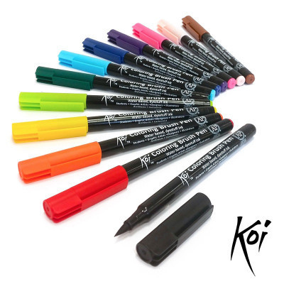 Художній маркер KOI набір Coloring Brush Pen, 12 кольорів (084511391772)