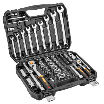 Набор инструментов Neo Tools 82шт, 1/2&quot;, 1/4&quot;, CrV, кейс (10-059)
