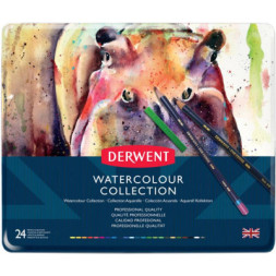 Олівці кольорові Derwent Watercolour Collection, акварельні 24 кол. в метал. коробці, (5028252097512)