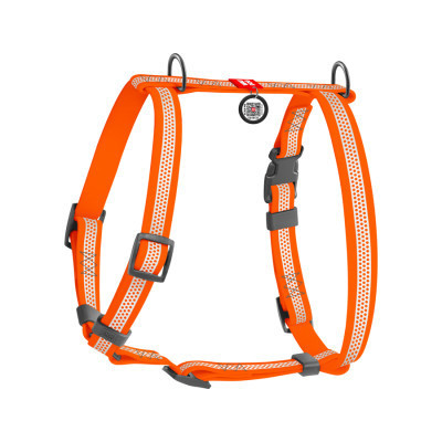 Шлея для собак WAUDOG Waterproof анатомічна Н-подібна з QR-паспортом М помаранчева (32824)
