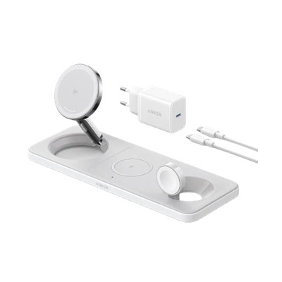 Зарядний пристрій Anker MagGo Wireless Charging Station 15W 3-in-1 Pad White (B25M1321)