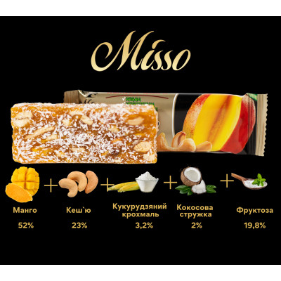 Батончик Misso Fitbar Манго та кеш&#039;ю 30 г (4820232570364)