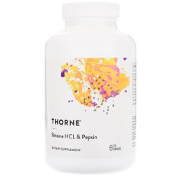 Вітамінно-мінеральний комплекс Thorne Research Бетаїн HCL і Пепсин, Betaine HCL &amp; Pepsin, 225 капсул (THR-41502)