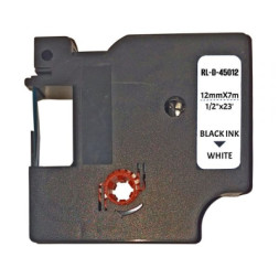 Стрічка для принтера етикеток UKRMARK RL-D-R-46012-BK/WT шовкова стрічка. для DYMO серії D1. 12мм (900308)