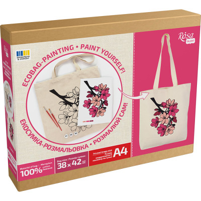 Набір для творчості Rosa Talent екосумка-розмальовка, Flowers, 38х42 см (4823098544623)