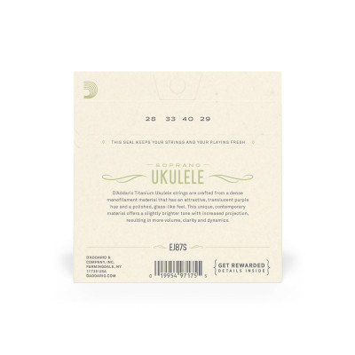 Струни для гітари D&#039;Addario Titanium Ukulele Soprano (EJ87S)