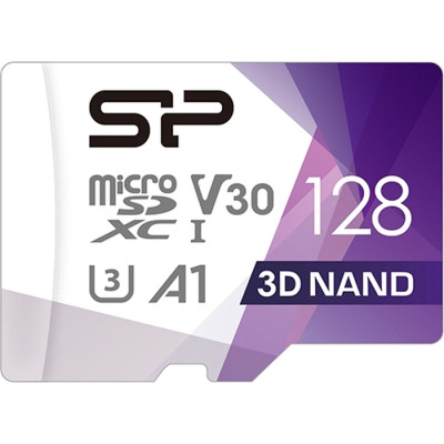 Карта пам&#039;яті Silicon Power 128Gb microSDXC U3 A1 V30 Superior Color 100R/80W + adapter (SP128GBSTXDU3V20AB)