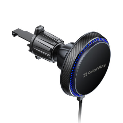 Універсальний автотримач ColorWay MagSafe 360° Air Vent 15W Black (CW-CHMW041Q-BK)