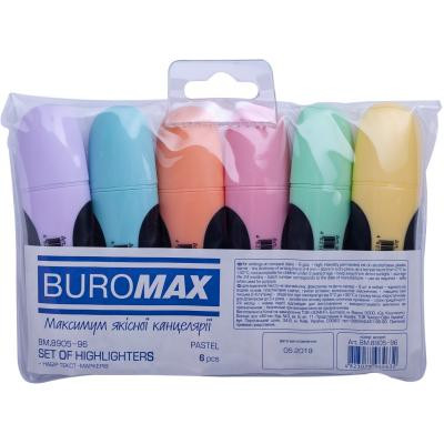 Набір маркерів Buromax highlighter pen, PASTEL, chisel tip, SET 6 colors (BM.8905-96)